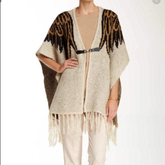 Vertigo Print Fringe Cardigan Open Front Eagle Eye - Picture 3 of 15